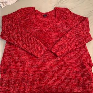 Chunky hi-low v neck sweater